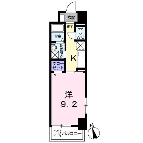 ケヤキグランデ(1K/2階)の間取り写真