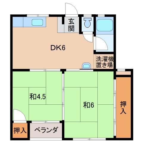 プレゼンス紀伊1(2DK/2階)の間取り写真