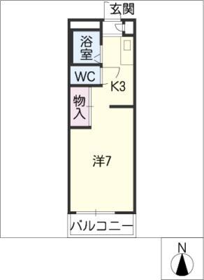 ヘーベル ヒロセ(1K/1階)の間取り写真