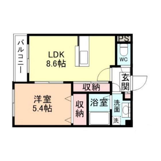 ラピスラズリVII(1LDK/1階)の間取り写真