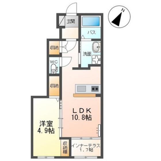 ルミーナ開成(1LDK/1階)の間取り写真