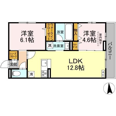 GREEN GARDEN A棟(2LDK/2階)の間取り写真