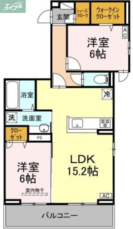 アルモ ギオーネ(2LDK/3階)の間取り写真