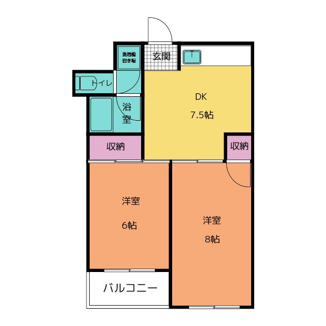 第1タカサハイム(2DK/2階)の間取り写真