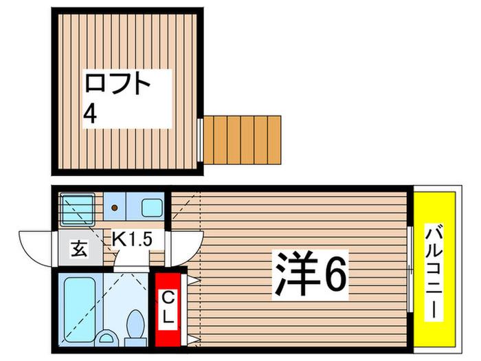 ペアハイムIII(1K/2階)の間取り写真
