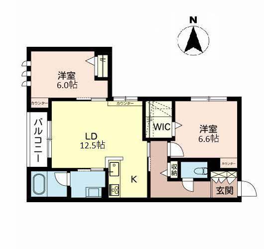 シャーメゾン城北伊伝居(2LDK/2階)の間取り写真