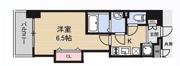 LUXE難波西I(1K/4階)の間取り写真