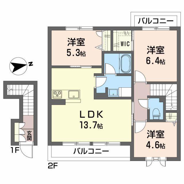 シャーメゾン トムテC(3LDK/2階)の間取り写真