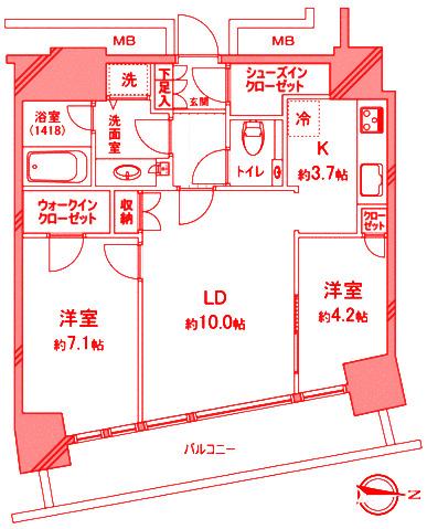 M.M.TOWERS FORESIS R棟(1LDK/11階)の間取り写真