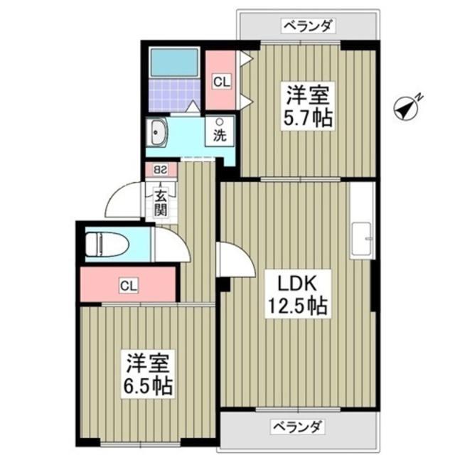 リバーテラス中の郷(2LDK/1階)の間取り写真