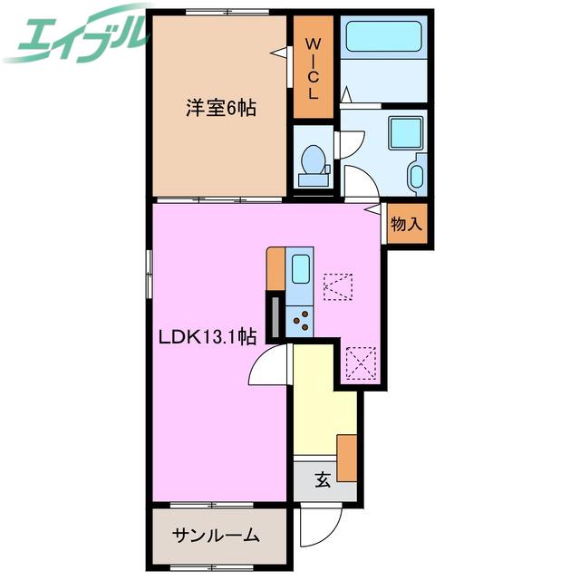 ラフォーレ三ツ谷東 B(1LDK/1階)の間取り写真