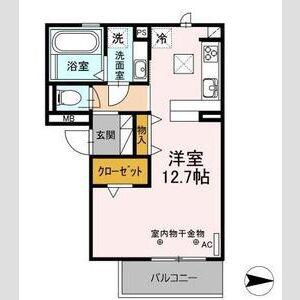 D-ROOM錦(ワンルーム/1階)の間取り写真