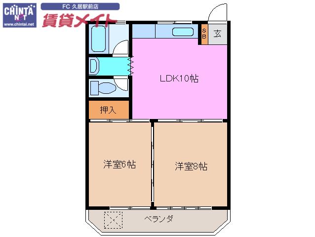 イトウマンションB(2LDK/4階)の間取り写真