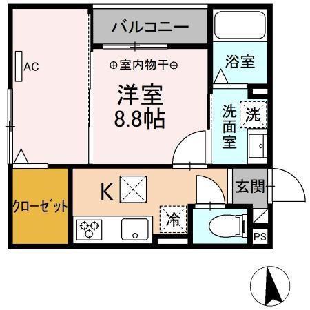 リルビドソニック(1K/2階)の間取り写真