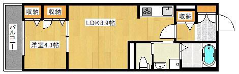 ルナ ラパン(1LDK/1階)の間取り写真