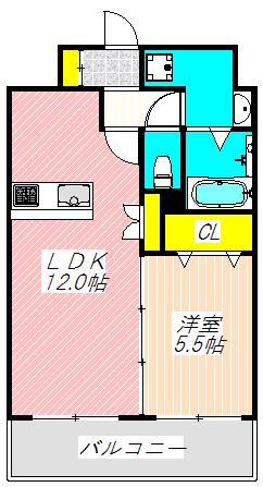 ミヤレジデンスセブン(1LDK/3階)の間取り写真