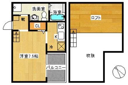 PROSPERITY HAKATA III(1K/2階)の間取り写真