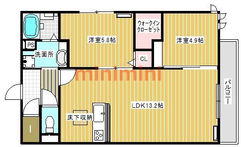 SPECIALE(2LDK/1階)の間取り写真