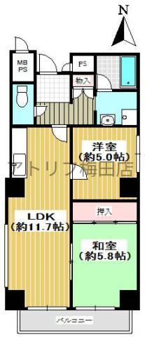 レスポール天満(2LDK/5階)の間取り写真