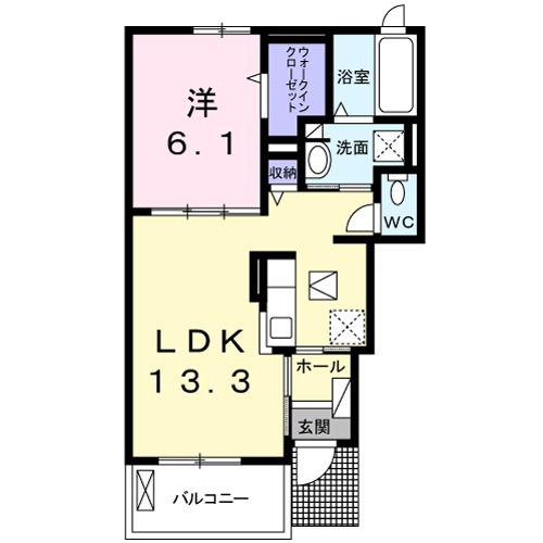 カーサ・デ・フローラ(1LDK/1階)の間取り写真