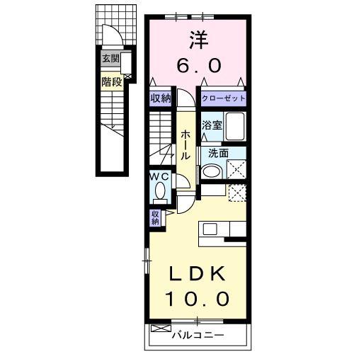 ガーデン ヒル(1LDK/2階)の間取り写真