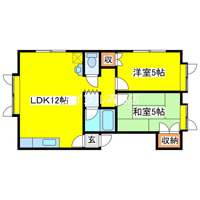 サンパレス清田(2LDK/2階)の間取り写真