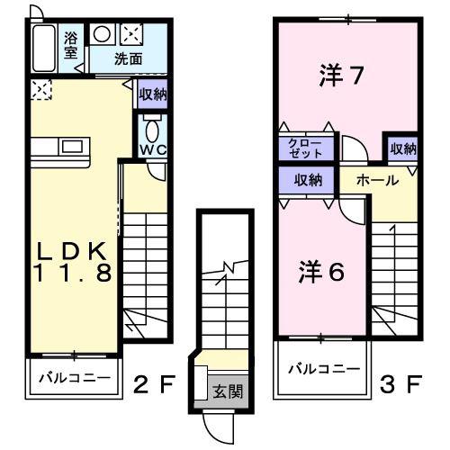 フリッシュI(2LDK/2階)の間取り写真