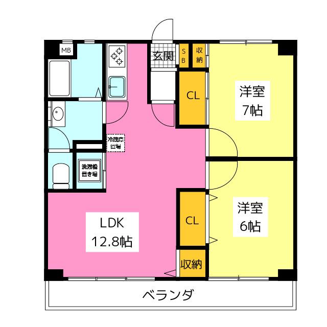 第三伊藤ビル(2LDK/1階)の間取り写真