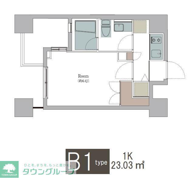 エルプレイス東神奈川(1K/4階)の間取り写真