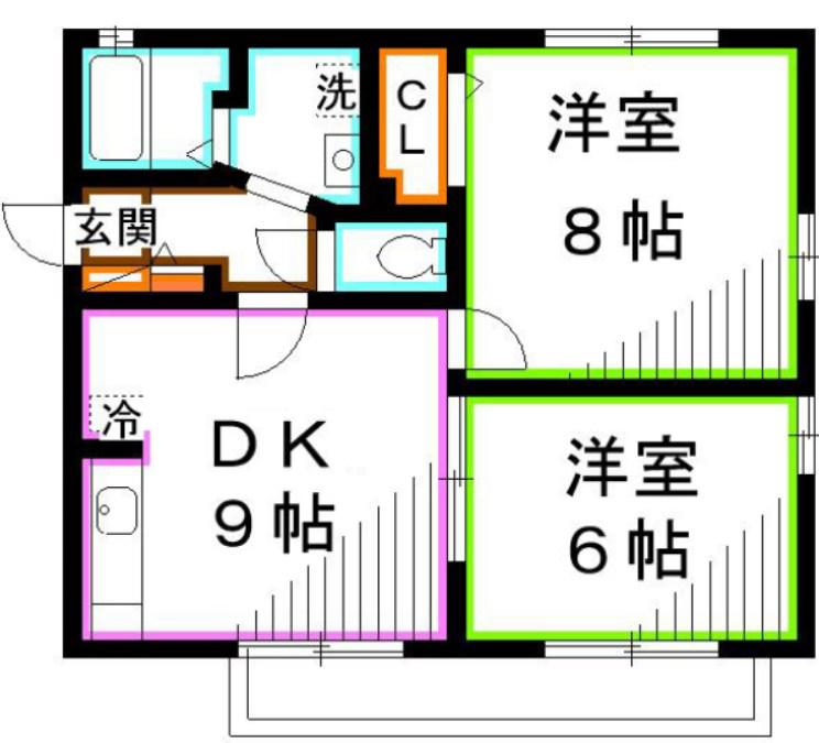 エスペランサ・セグード(2DK/2階)の間取り写真