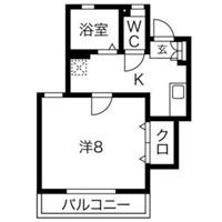 ソワサント上の丸(1K/2階)の間取り写真