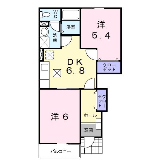 ヴァンクレーヴIII・B(2DK/1階)の間取り写真