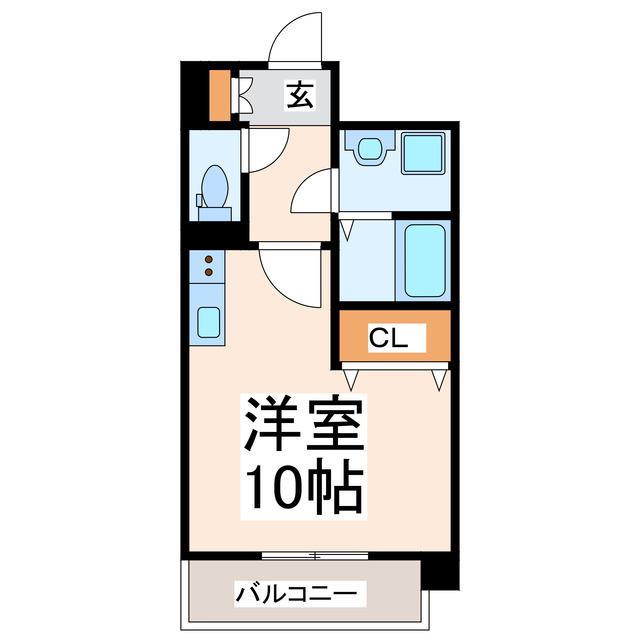 JARDIN MINIATURE 田崎(ワンルーム/3階)の間取り写真