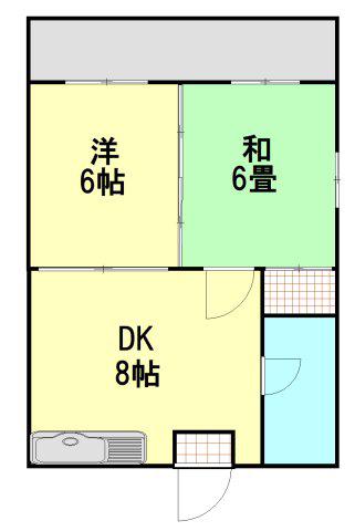 波平アパート(2DK/2階)の間取り写真