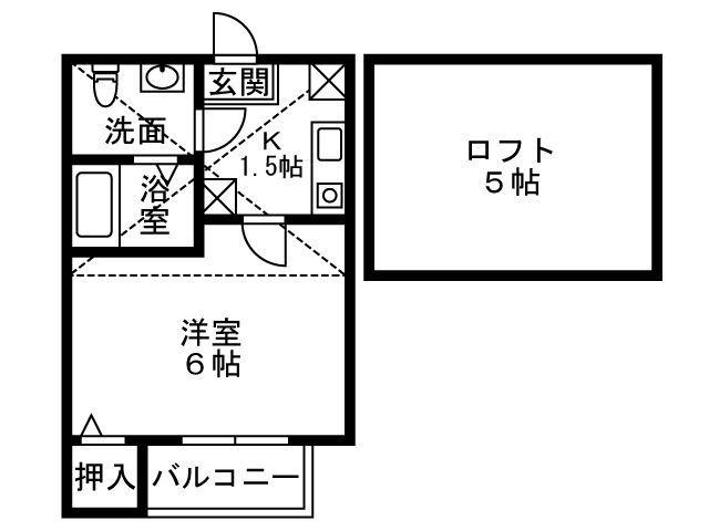 マリテラッセ井尻(1K/2階)の間取り写真