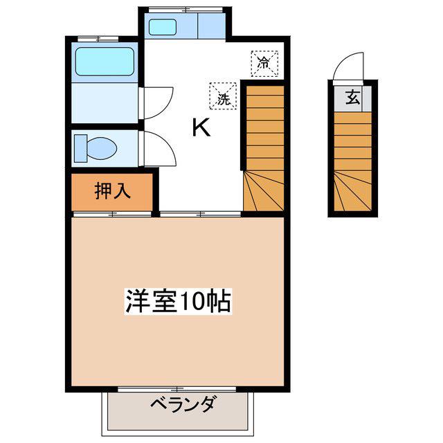 カワクボハイツ B(1K/2階)の間取り写真