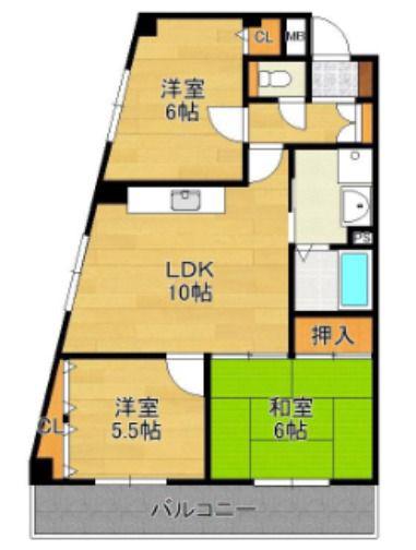 ロジュマン泉佐野(3LDK/6階)の間取り写真