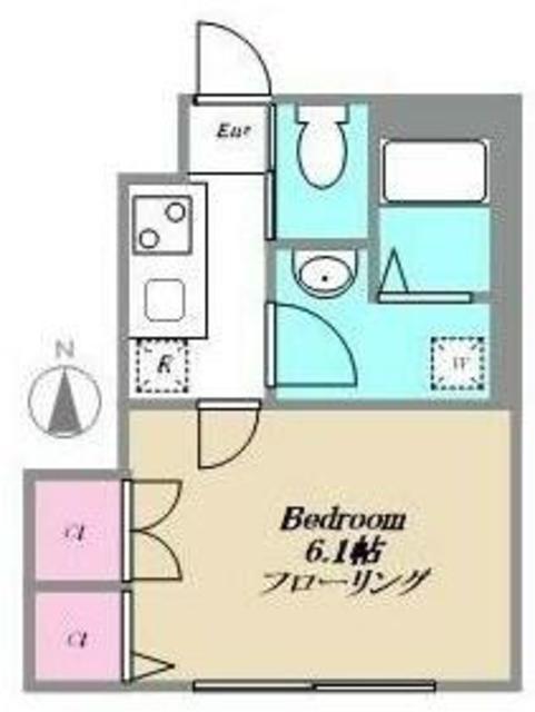 ヴィーボヌール(1K/1階)の間取り写真
