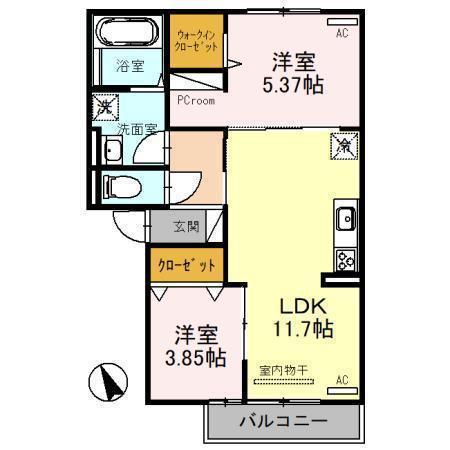 メルベーユM(2LDK/2階)の間取り写真