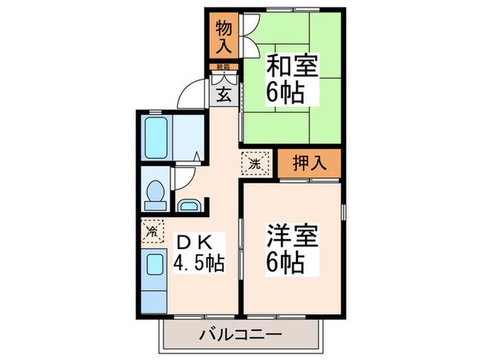 ドミール菅田A(2DK/2階)の間取り写真