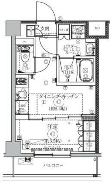 セジョリ横浜鶴見ノース(1DK/4階)の間取り写真