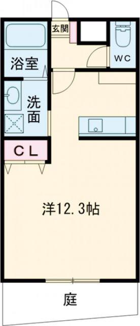 ベルクレスト大岩 参番館(ワンルーム/1階)の間取り写真