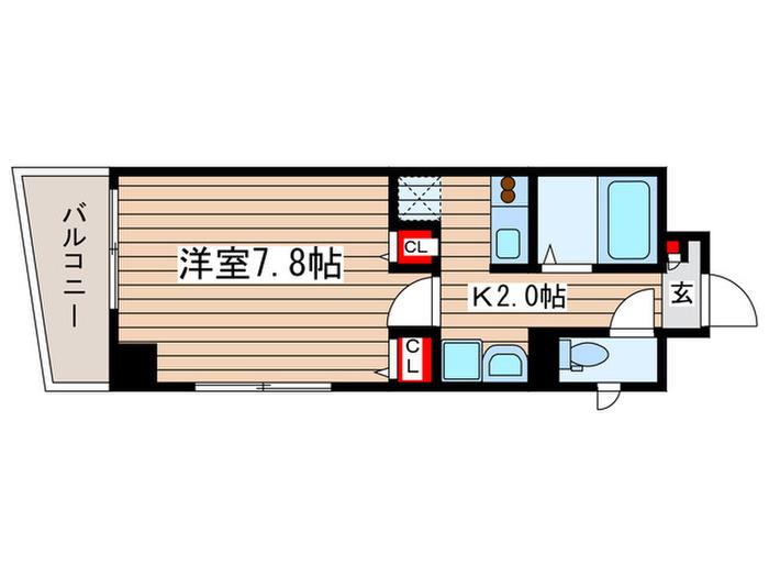 ラルジュマノワール(1K/7階)の間取り写真