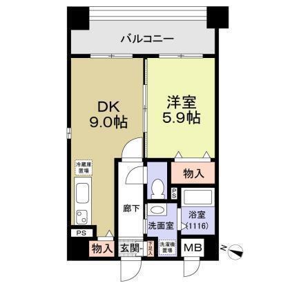 リヴェール楠根(1LDK/4階)の間取り写真