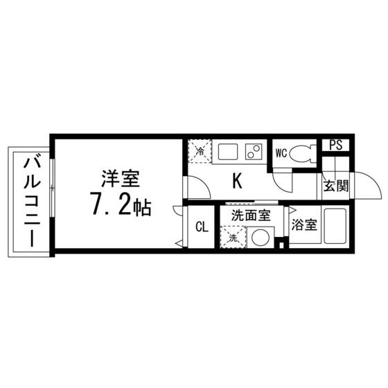 CRISTALLINI(1K/2階)の間取り写真