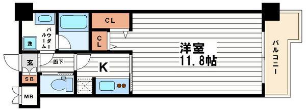 グランシス天満橋(1K/11階)の間取り写真