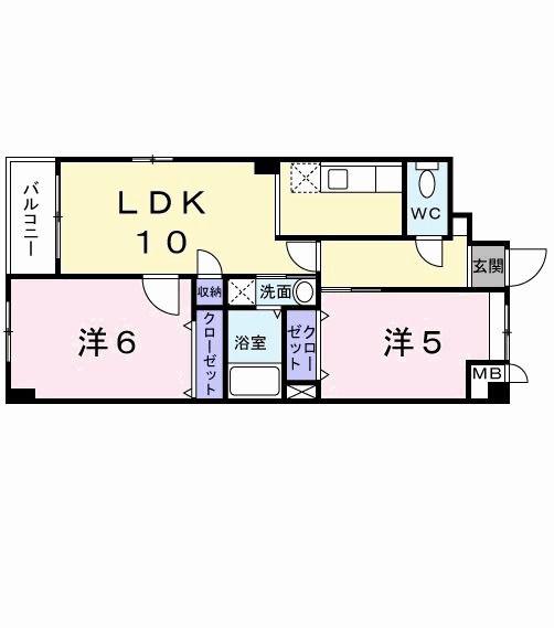 ディオーネ・ジ・エータイースト(2LDK/2階)の間取り写真