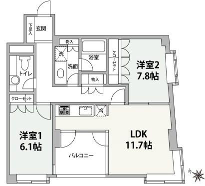 エトワール雪谷(2LDK/2階)の間取り写真