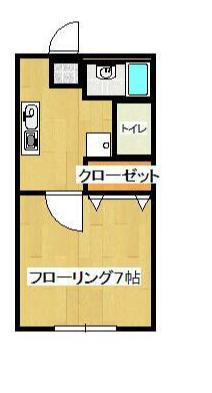 ヴェルジェ(1K/1階)の間取り写真