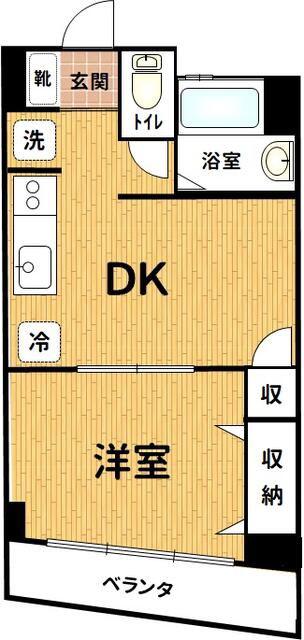 恩田ビル(1DK/2階)の間取り写真